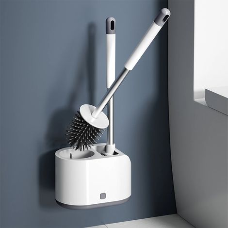 Toilet Silicone and Nylon Brush Wall Mount Combo Set (1/5)