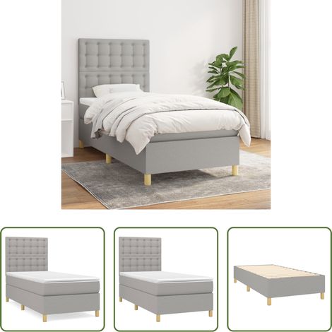 Matratze - Boxspringbett mit Matratze Hellgrau 80x200 cm Stoff (1/5)