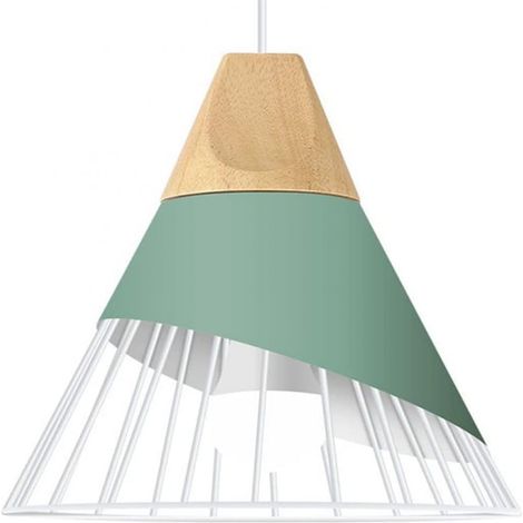 Suspension Luminaire - Fer Et Bois - Diamètre 25 cm - Hauteur Réglable 100 cm - Pour Cuisine Salle À Manger Bureau Café - 1 Unité