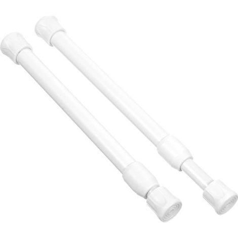 Barre de douche - Blanche - Utilisable comme barre de rideau de douche, barre de séchage du linge, etc. - Installation sans perçage - Lot de 2 - Métal (1/5)