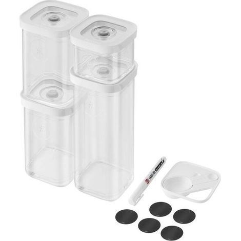 ZWILLINGFRESH & SAVE CUBE Set, Taglia S, Set de conservazione de 6 pezzi, include 3x contenitori CUBE S, cucchiaio dosatore ed etichette NFC. (1/5)