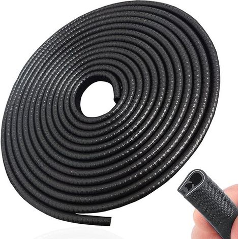 Tira protectora de goma para puertas，Clip en forma de U，Protección para bordes y esquinas de puertas，Tira protectora para puertas，5 m，Negro (1/5)