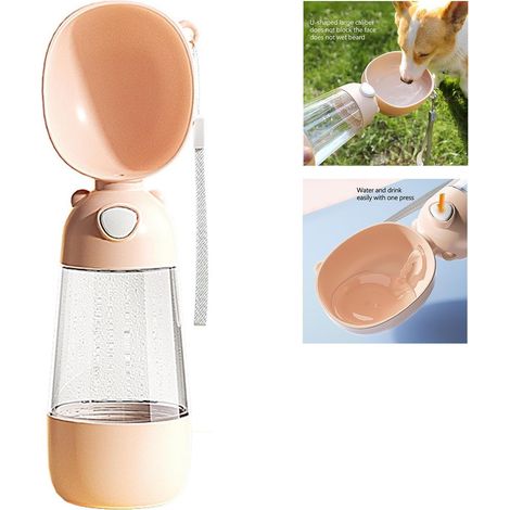 Gobelet d’Eau Portable pour Chien Modèle Premium 550ML, Distributeur d’Eau pour Animal de Compagnie à Usage Extérieur, Couleur Thé