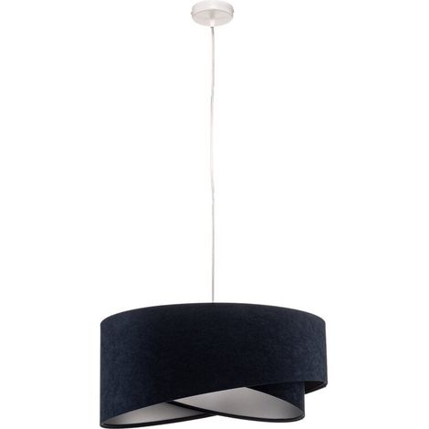 [GEBRAUCHT] B-Ware Hängeleuchte Pendelleuchte Vivien blau/silber Velours Deckenlampe Kunststoff (1/2)