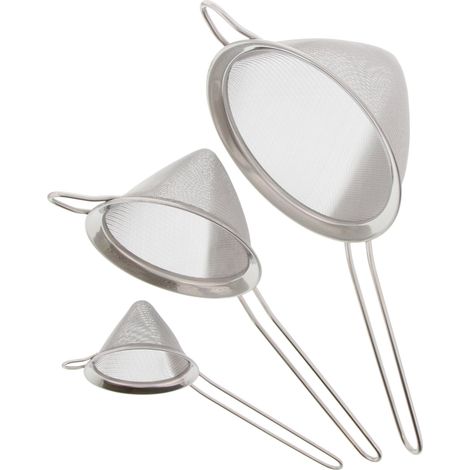 QAZQA Lot de 3 Passoires Chinois 35.30 x 16 x 13.7 cm Inox (1/4)