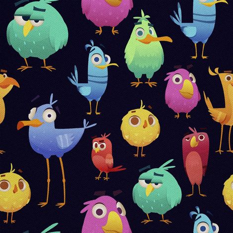 Tela decorativa para exteriores Oxford - Motivo de pájaros coloridos I DX253 (1/5)