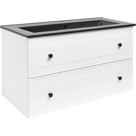 Ensemble meuble avec vasque - Naturel Forli - 100x53x46 suspendu - Blanc