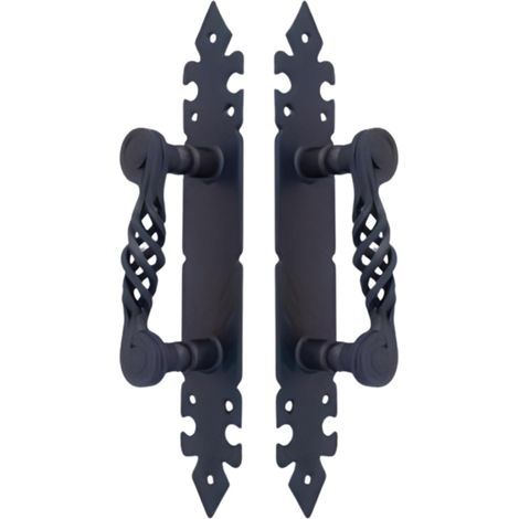 Lot de 2 poignées noires, poignées de porte robustes, poignée de porte pour portails et meubles - Format : 27.5 x 4.5 cm (1/4)