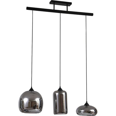Lindby – Suspension en verre fumé à intensité variable – 3 abat-jours de formes variées – Pour table à manger – Éclairage chaleureux
