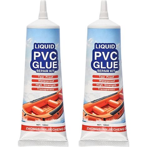 Lot de 2 50ml Colles PVC Étanches, Adhésif Transparent Forte Adhérence pour Piscine, Tuyau et Tente (1/5)