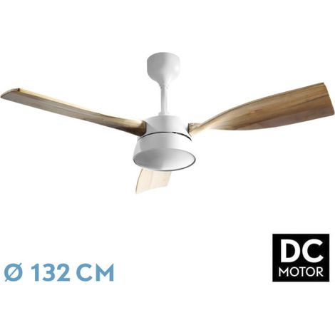 Ventilador Dc Estio 24w Blanco/haya 3aspas132d Regulable Intensidad 2650lm 3000k,4000k,6000k Remoto+temporizador+memoria (1/2)