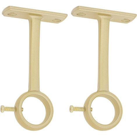 Support de tringle à rideau pour montage au plafond, 2 pièces, pour montage au plafond et au mur,compatible avec une tringle à rideau de 2,5 cm (doré)