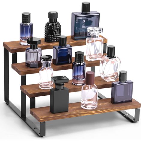 Wooden Cologne Organizer For Men, 4 Tiers Cologne Stand Shelf, Perfume Organizer Holder, Fragance Display Storage Rack, Gift For Men (1/5)
