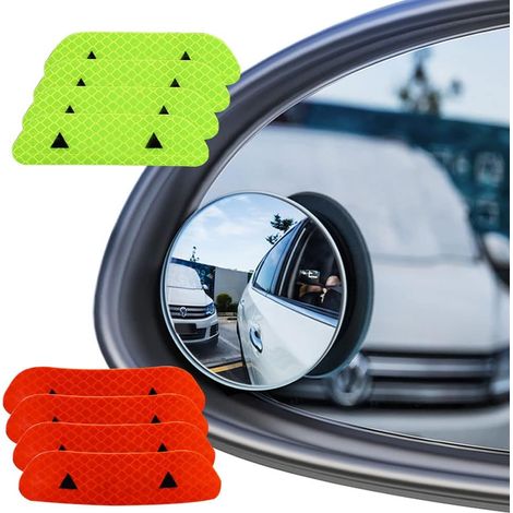 aveugle miroir (paquet de 4) + Autocollant réfléchissant (paquet de 8), rétroviseur convexe étanche à 360 ° pour voitures universelles, Rétroviseur grand angle en verre HD grand format-12pcs (1/5)