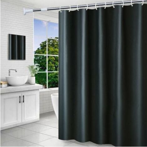 Duschvorhang 200 x 220 cm – Schnelltrocknend mit Haken – Wasserdicht und schimmelresistent – Inkl. 12 Duschvorhangringen – Für Dusche und Badewanne, schwarz (1/5)