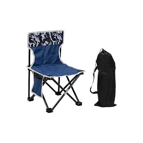 Chaise de camping pliante légère et durable avec porte-gobelet Parfait pour le camping, le pique-nique, le jardin, la caravane, la pêche, la plage et le barbecue Couleurs : King Size bleu foncé et cam