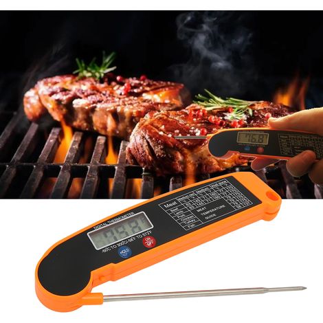 Thermomètre de barbecue pliable ultra-mince pour la cuisine, viande grillée, thermomètre à viande, thermomètre de four, orange. (1/5)