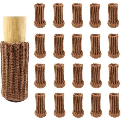 Lot de 24 chaussettes de chaise,Marron, double tricot épais pour pieds de chaise, pieds antidérapants, protègent le sol (1/5)