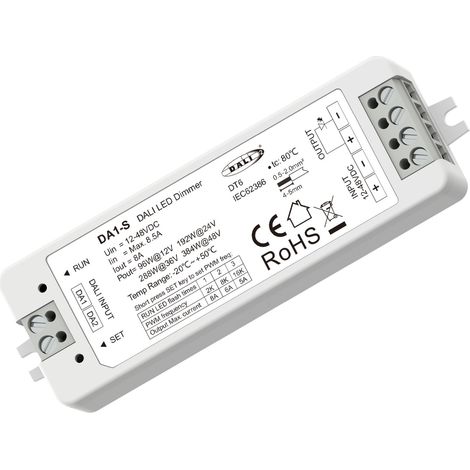 Dimmer DALI LED 1 Canale 12-48V 8A DA1-S Controller Strisce LED CV Compatto DALI-2 con Push Dim PWM Regolabile (1/3)