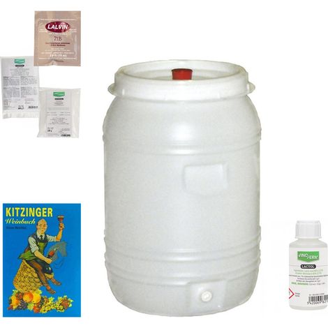 Wein selber machen, Wein starterset, Weinbrauset, Weinherstellung starterset - mit Fass Kunststoff 60L, klein (1/2)