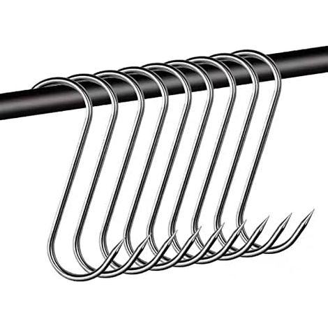 crochets de boucher, lot de 15 crochets en S en acier inoxydable 15 cm, crochets en S en acier inoxydable, crochets à fumer, crochets de suspension pour la cuisine, la (1/5)