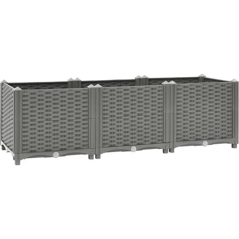 Vassoio per fioriera aiuola rialzata piante fiori terrazza giardino 120 x 40 x 38 cm polipropilene grigio 020039200