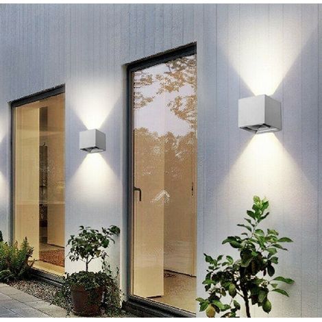 TrAdE Shop Traesio - Applique Doppia Emissione Led Cob 12w Esterno Luce 4000k 3000k 6500k Grigio Es46 - -Bianco Naturale - (1/2)