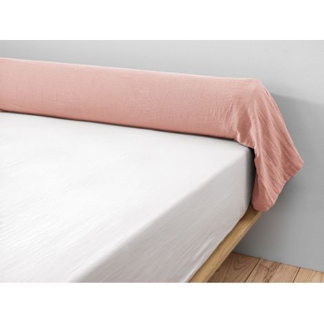 Taie de traversin gaze de coton 85 x 185 cm gaïa rose pêche Rose (1/3)
