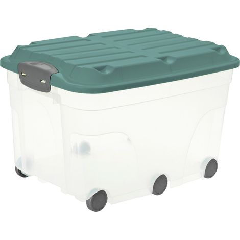 Rotho Aufbewahrungsbox Roller 6 59,5 x 40 x 37 cm inklusive Deckel + Rollen 57 L (1/2)