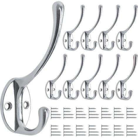 Juego de 10 ganchos de pared vintage para baño, cocina, sala de estar y pasillo, color plata. (1/5)