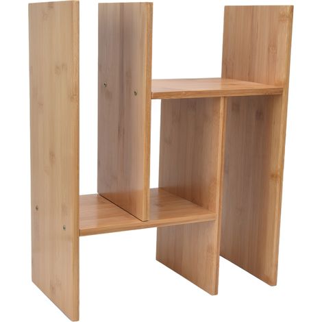Étagère de bureau en bambou, petite étagère extensible en bambou pour livres, magazines et fournitures de bureau (1/5)