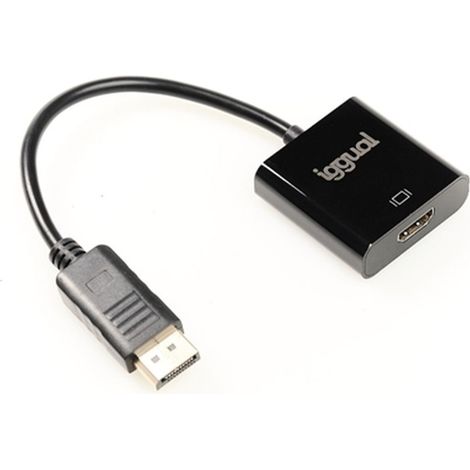 iggual - Adaptateur DisplayPort vers HDMI avec Cable of 25 cm Convertisseur DP (mâle) vers HDMI (femelle) - Couleur Noir (1/2)
