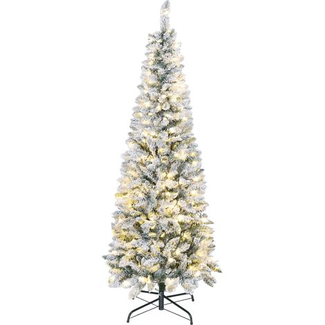 Sapin de Noel enneige avec 180 LED 11 effets et 479 branches 65x180 cm Vert et Blanc