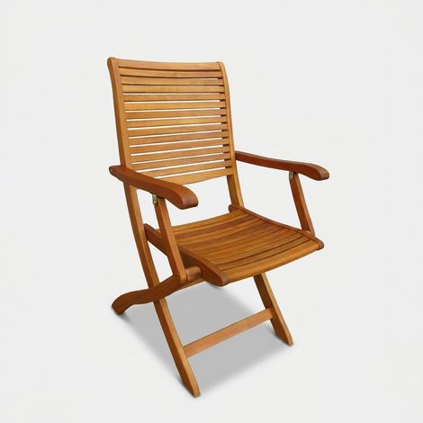 Klappstuhl mit Armlehne aus Holz für Garten Outdoor Mod. Riviera (1/4)