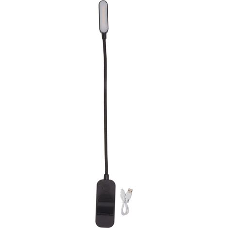 Buchleuchte, USB, wiederaufladbar, blockierende Lese-Clip-On-Lampe, 3 Helligkeiten, stufenloses Dimmen, 8 LEDs, Augenpflege, Schlafhilfe, Schwarz