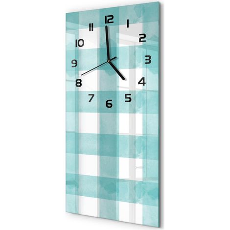 Horloge Murale Rectangulaire Verticale Cadeau Anniversaire Décorative Grille bleue 30x60 cm (1/5)
