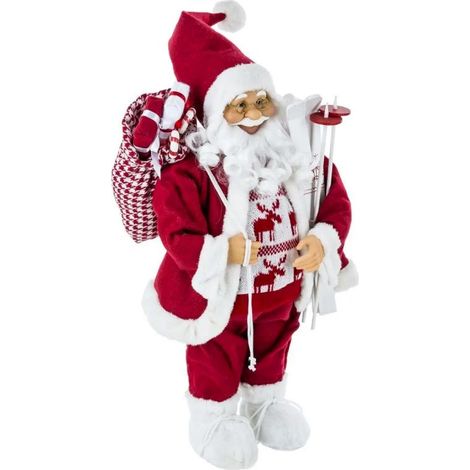 Paris Prix - Père Noël Déco traditionnel 61cm Rouge & Blanc (1/2)