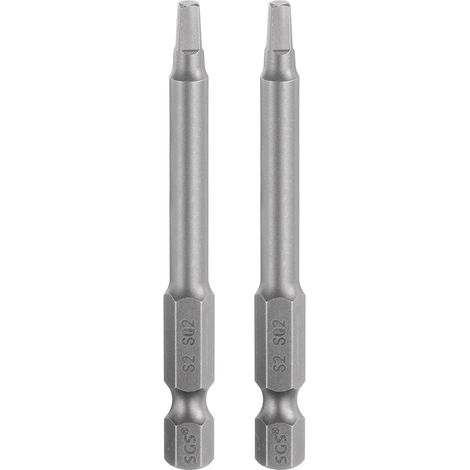 2Pcs Embout de Tournevis Carré Sq2 1/4" Tige Hexagonale Acier S2 (1/5)