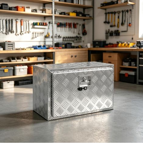 Caja de herramientas para camión de aluminio con cerradura 60,9 x 35,5 x 40,6 cm OKWISH (1/5)