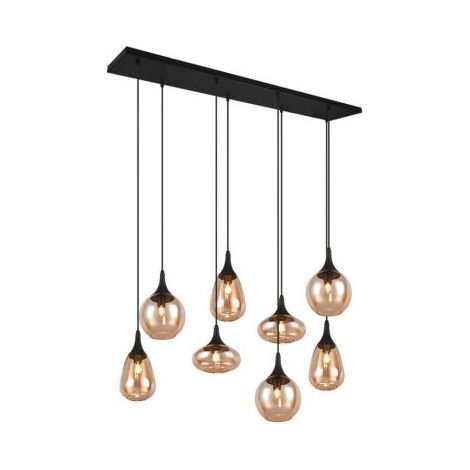 Trio Lighting Lámpara de techo rectangular con 8 Pantallas de vidrio Ámbar Colección Lumina (1/5)