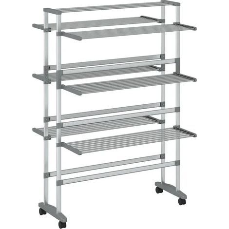 Étendoir à linge à roulettes, dimensions : 89 x 64 x 129 cm, aluminium. (1/5)
