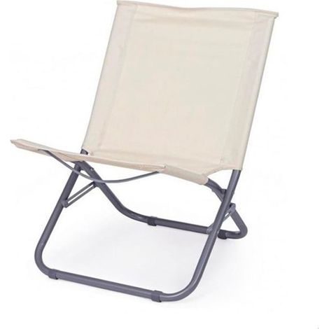 TrAdE Shop Traesio - Spiaggina In Tessuto Oxford Crema Pieghevole Sedia Da Mare Campeggio Portatile 281048 - (1/2)