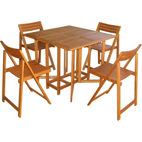 Set Tavolo consolle con 4 sedie in legno Country Acacia (1/4)