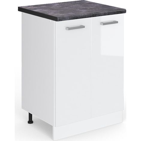 Küchenunterschrank R-Line, Weiß Hochglanz, 60 cm , AP Anthrazit, Vicco