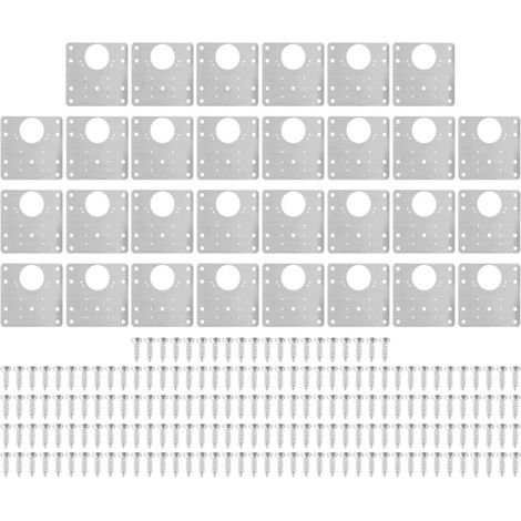 30 Pièces Plaquettes de Renfort pour Charnières de Meuble en Acier Inoxydable 9x9 cm, Disques de Réparation pour Portes (1/5)