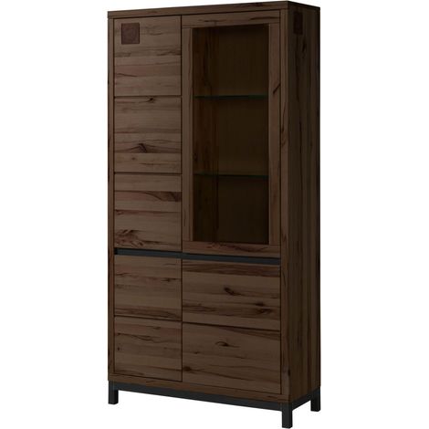 Vetrina in legno di faggio 103x40x205 oliato marrone tabacco VILLANDERS 201