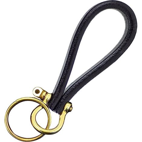 Porte-clés en cuir, anneau universel détachable pour hommes et femmes, noir/marron/jaune (1/5)
