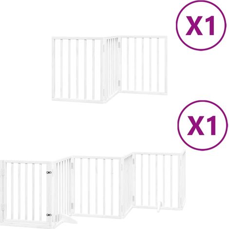 Barrière de sécurité pour chien animaux de compagnie porte pliable 9panneaux bois peuplier blanc