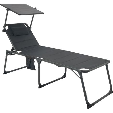 Chaise Longue Pliable avec Pare-Soleil Solaire 20W, Chaise Longue inclinable TX-275 – Dossier réglable, capacité de Charge de 120 kg, IP54, Ports USB-A et USB-C, avec Sacs de Rangement (1/5)