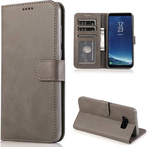 Etui Coque pour Samsung Galaxy S8 Cuir,Gris (1/5)